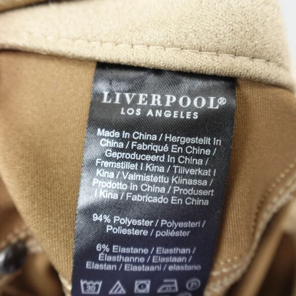 Liverpool Faux Suede Pants Sz 12‎ Moccasin Camel Tan Skinny Leg High Rise - Picture 11 of 14